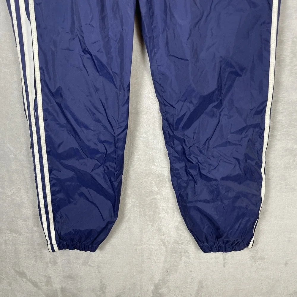 Vtg 90s Adidas Track Pants Men XL 3 Stripe Windbreaker Zip Ankle Logo Drawstring